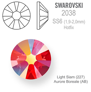 SWAROVSKI xilion rose HOTFIX 2038 velikost SS6 barva Light Siam Aurore Boreale 