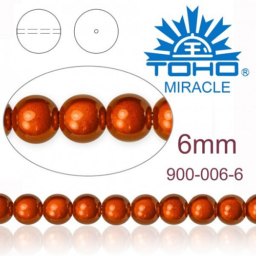 MIRACLE beads original Japan. Velikost 6mm. Barva 006 COPPER. 