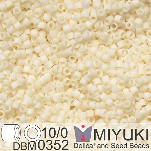 Korálky Miyuki Delica 10/0. Barva Matte Opaque Cream DBM0352. Balení 5g.