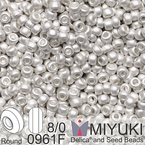 Korálky Miyuki Round 8/0. Barva 0961F Matte Bright Sterling Plated. Balení 3g