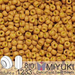 Korálky Miyuki Round 8/0. Barva 1233 Matte Opaque Mustard. Balení 5g