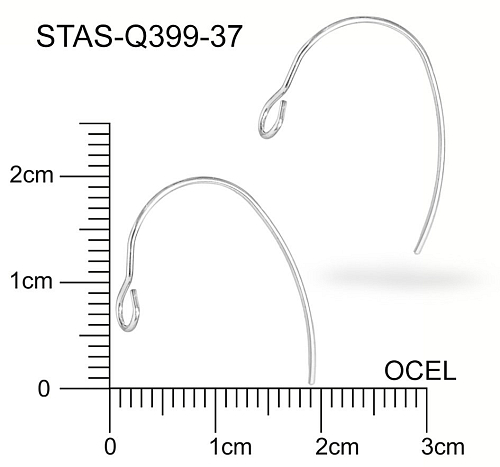 Afroháček s očkem  OCEL ozn.-STAS-Q399 37. Velikost 20x19mm. Síla drátu 0,7mm. Velikost očka vn. průměr 2,8mm