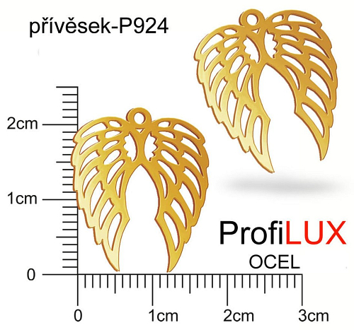 Přívěsek Chirurgická Ocel ozn-P924 Andělská KŘÍDLA velikost  22x18mm. Řada přívěsků ProfiLUX. Barva POZLACENO