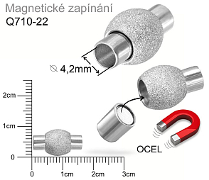 Magnetické zapínání CHIRURGICKÁ OCEL ozn.-STAS-Q710-22. velikost pr.9x16mm