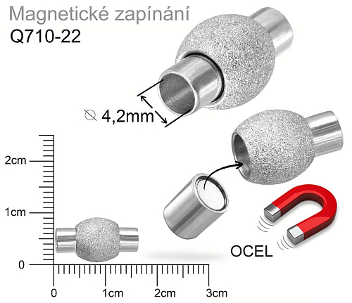 Magnetické zapínání CHIRURGICKÁ OCEL ozn.-STAS-Q710-22. velikost pr.9x16mm