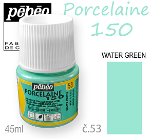 Barva na porcelán vypalovací  Pébeo Porcelaine 150. Odstín č.53 Water Green. Balení 45 ml.