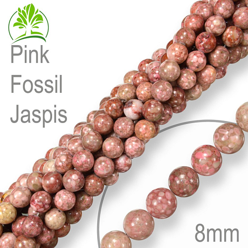Korálky z minerálů Pink Fossil Jaspis přírodní polodrahokam. Velikost pr.8mm. Balení 10Ks.
