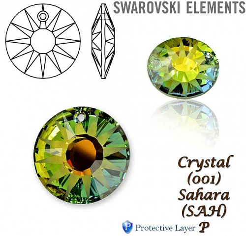 SWAROVSKI 6724/G Sun Pendant Partly Frosted velikost 12mm. Barva Crystal Sahara P