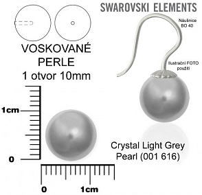 SWAROVSKI 5818 Voskované Perle 1otvor barva 616 CRYSTAL LIGHT GREY velikost 10mm.