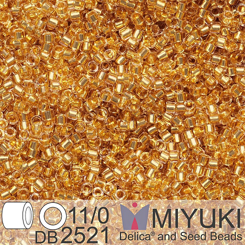 Korálky Miyuki Delica 11/0. Barva 24kt Gold Lined Crystal DB2521. Balení 3g.
