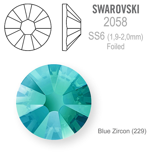SWAROVSKI FOILED velikost SS6 barva BLUE ZIRCON