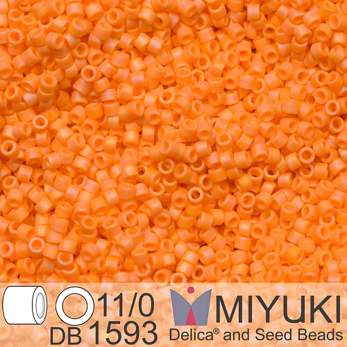 Korálky Miyuki Delica 11/0. Barva Matte Opaque Mandarin AB DB1593. Balení 5g