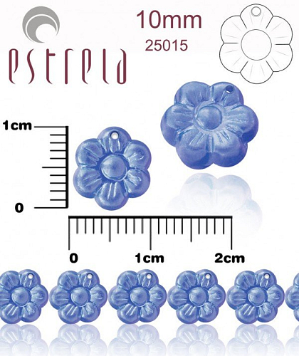 Korálky VOSKOVANÉ tvar KYTIČKA velikost 10mm. Přímý otvor. Barva 25015 (MODRÁ). Balení 10Ks.