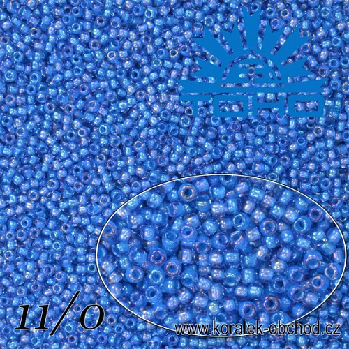 Korálky TOHO tvar ROUND (kulaté). Velikost 11/0. Barva č.309-Inside-Color Lt Sapphire/Opaque Blue Lined . Balení 8g.