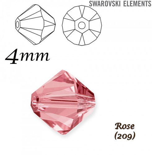 SWAROVSKI XILION BEAD 5328 barva  ROSE velikost 4mm. Balení 20Ks