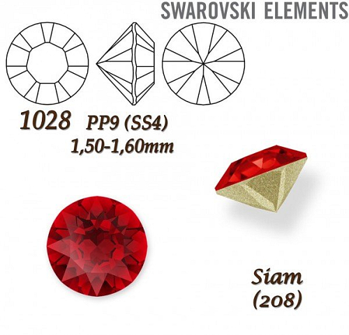 SWAROVSKI ELEMENTS 1028 Chaton Stone PP9 (SS4) 1,50-1,60mm barva SIAM (208).