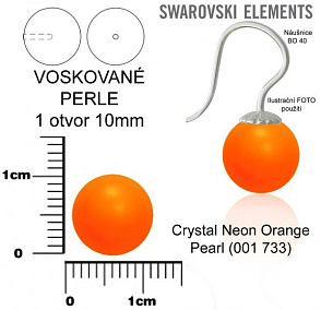 SWAROVSKI 5818 Voskované Perle 1otvor barva CRYSTAL NEON ORANGE PEARL velikost 10mm. 